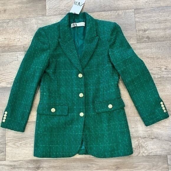 ZARA BLOGGER FAVE!!! Blazer with Contrast Buttons NWT - Picture 15 of 16